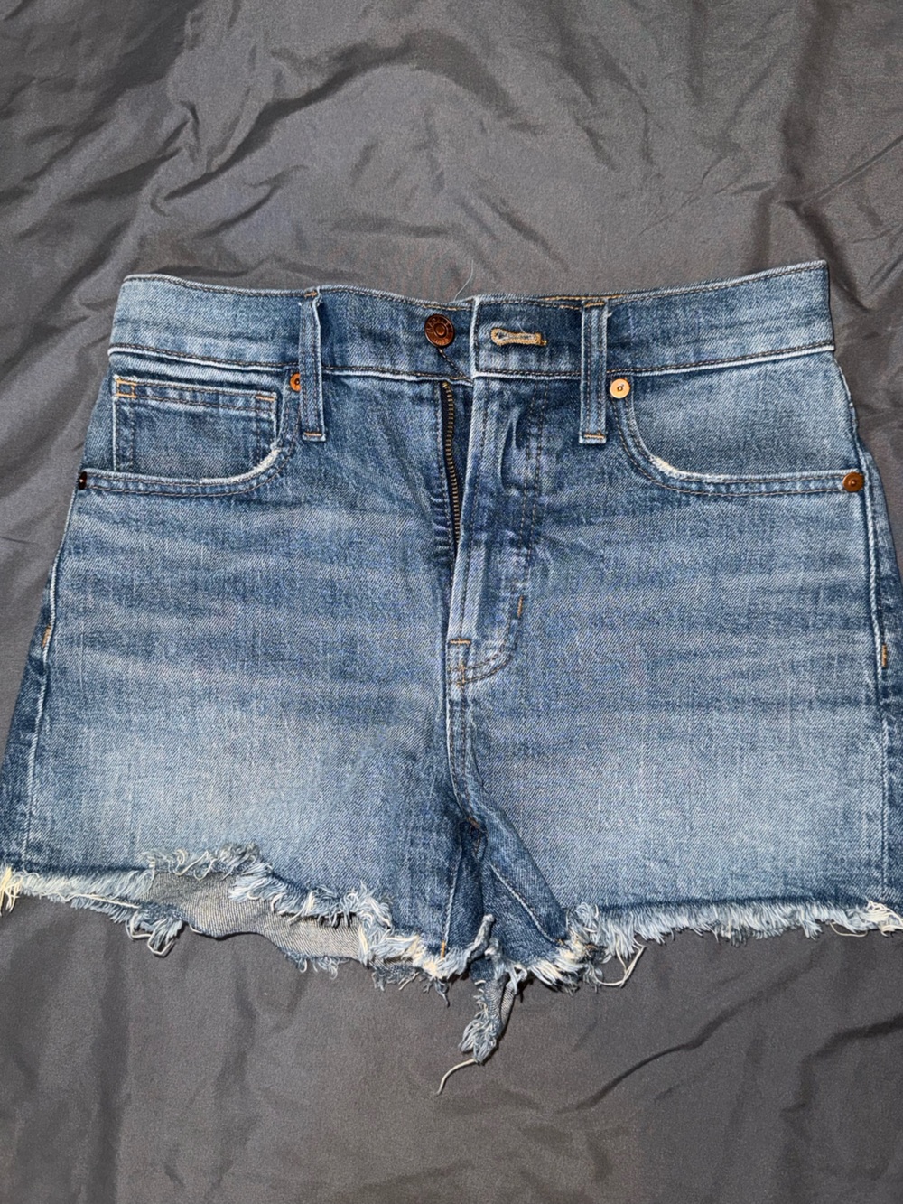 Madewell Light Blue Distressed Denim Skirt
